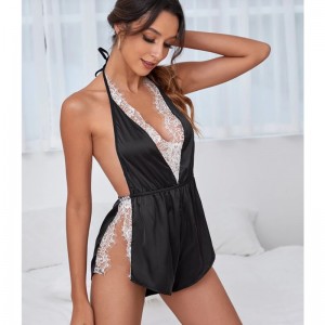 Kvinders Sexet Lingeri Sheer See-through Mesh Sexy Lace Pajamas Nightdress Ensartet Temptation Nightgown