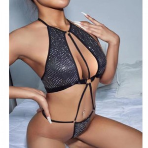 Sexede thong -trusser Teddy med Sequine Shining Fabric til sexede bustier